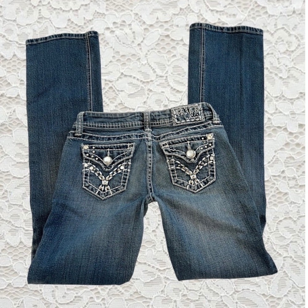 vintage cyber y2k low‎ rise bootcut jeans with contrast stitching
